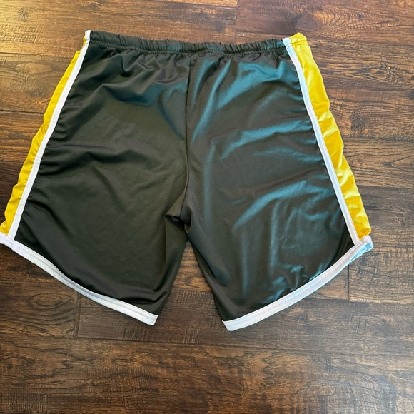N2N Bodywear Longer Shorts Gym or Swim Yellow Stripes on Green Size XL - Picture 2 of 4